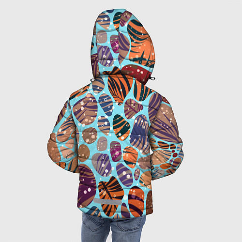 Зимняя куртка для мальчика Разноцветные камушки, цветной песок, пальмовые лис / 3D-Черный – фото 4