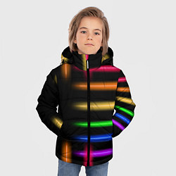 Куртка зимняя для мальчика Неоновое свечение Minimalism Neon, цвет: 3D-черный — фото 2