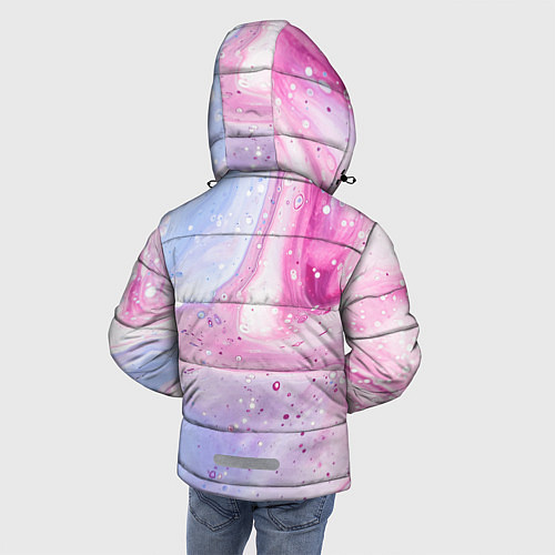 Зимняя куртка для мальчика Абстрактные краски голубой, розовый / 3D-Черный – фото 4