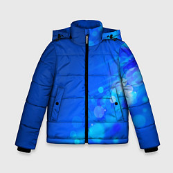 Куртка зимняя для мальчика Блики на синем фоне, цвет: 3D-черный