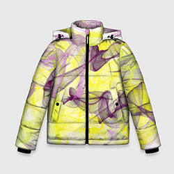 Куртка зимняя для мальчика Абстракция Желтый и розовый Дополнение Коллекция G, цвет: 3D-черный