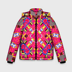 Куртка зимняя для мальчика Розовый абстрактный современный узор, цвет: 3D-светло-серый