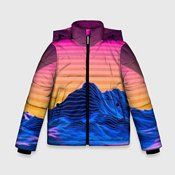 Куртка зимняя для мальчика Vaporwave Mountains Психоделика Неон, цвет: 3D-красный