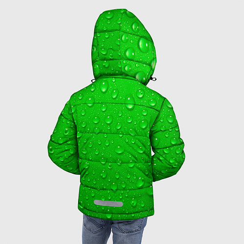 Зимняя куртка для мальчика Зеленый фон с росой / 3D-Черный – фото 4