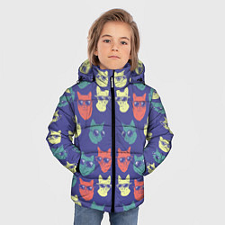 Куртка зимняя для мальчика Кот в очках орнамент, цвет: 3D-светло-серый — фото 2