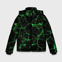 Куртка зимняя для мальчика Абстракция - Черно-зеленый фон - дым, цвет: 3D-светло-серый