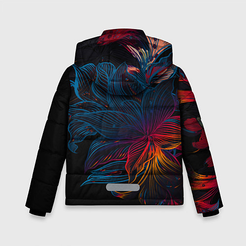 Зимняя куртка для мальчика Радужные цветы / 3D-Светло-серый – фото 2