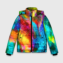 Куртка зимняя для мальчика Цветные всплески Экспрессионизм Абстракция Color S, цвет: 3D-светло-серый