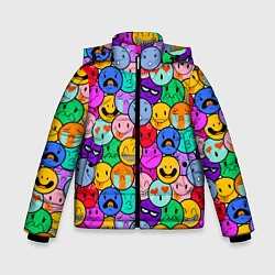 Куртка зимняя для мальчика Sticker bombing смайлы маленькие, цвет: 3D-черный