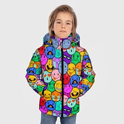 Куртка зимняя для мальчика Sticker bombing смайлы маленькие, цвет: 3D-черный — фото 2