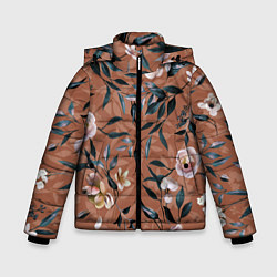 Куртка зимняя для мальчика Цветы Сад Кирпичного Цвета, цвет: 3D-светло-серый