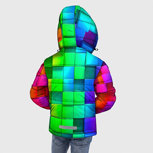 Зимняя куртка для мальчика РАЗНОЦВЕТНЫЕ КУБИКИ MULTICOLORED CUBES / 3D-Красный – фото 4