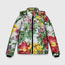 Зимняя куртка для мальчика Цветы Красные Пионы Лета