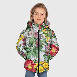 Куртка зимняя для мальчика Цветы Красные Пионы Лета, цвет: 3D-светло-серый — фото 2