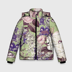 Куртка зимняя для мальчика Цветы Чудесный Садовый Узор, цвет: 3D-светло-серый