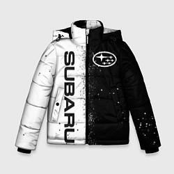 Куртка зимняя для мальчика СУБАРУ - SUBARU ЧЕРНО БЕЛЫЕ БРЫЗГИ КРАСКА, цвет: 3D-черный