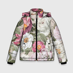 Куртка зимняя для мальчика Цветы Розовый Сад Пион и Роз, цвет: 3D-светло-серый