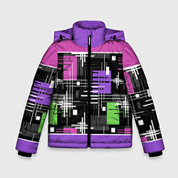Зимняя куртка для мальчика Розово-фиолетовый геометрические фигуры и полосы
