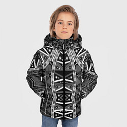 Куртка зимняя для мальчика Черно-белый этнический орнамент, цвет: 3D-черный — фото 2