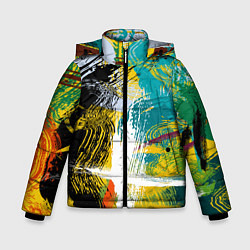 Куртка зимняя для мальчика Абстрактные мазки цветной краской strokes of paint, цвет: 3D-светло-серый