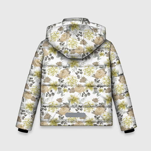 Зимняя куртка для мальчика Цветы Георгины и Розы / 3D-Светло-серый – фото 2