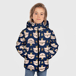 Куртка зимняя для мальчика Белые медвежата в коронах со звездами, паттерн, цвет: 3D-светло-серый — фото 2