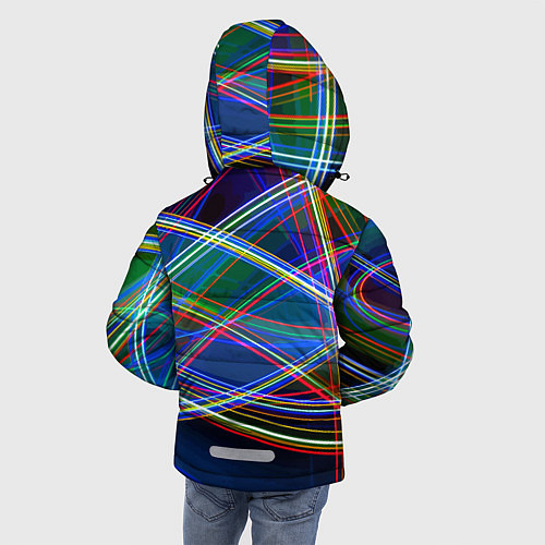 Зимняя куртка для мальчика Разноцветные неоновые линии Абстракция Multicolore / 3D-Красный – фото 4