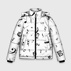 Зимняя куртка для мальчика Нотные Знаки Черные на Белом