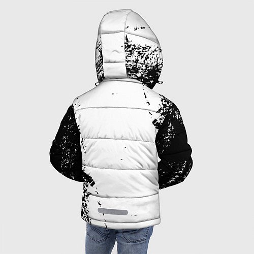 Зимняя куртка для мальчика Black clover чёрный клевер вертикальная надпись / 3D-Красный – фото 4