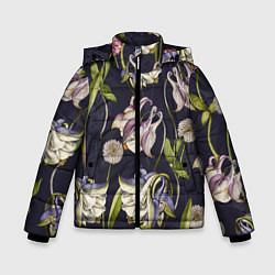 Зимняя куртка для мальчика Цветы Аквилегии