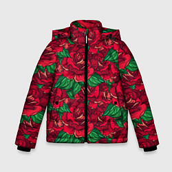 Куртка зимняя для мальчика Цветы Много Красных Роз, цвет: 3D-красный
