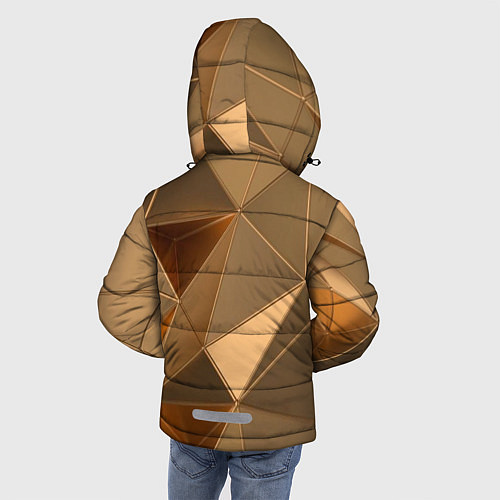 Зимняя куртка для мальчика Золотые 3D треугольники / 3D-Светло-серый – фото 4