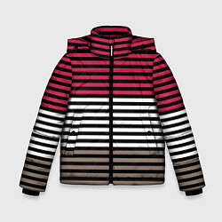 Зимняя куртка для мальчика Красно-коричневый полосатый узор