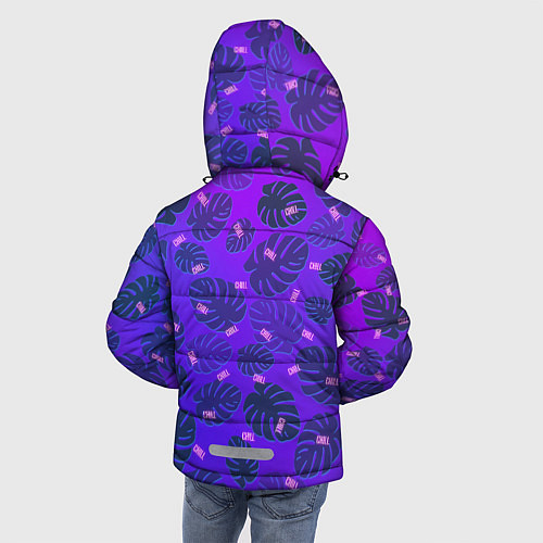Зимняя куртка для мальчика Неоновый Chill и пальмовые листья / 3D-Черный – фото 4