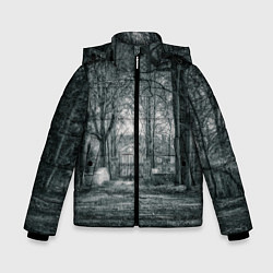 Куртка зимняя для мальчика Мрачный особняк, цвет: 3D-черный