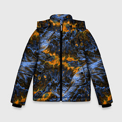 Куртка зимняя для мальчика Оранжево-Синяя Вулканическая Лава, цвет: 3D-светло-серый