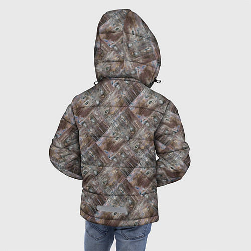 Зимняя куртка для мальчика Старый потертый деревянные паркет / 3D-Черный – фото 4