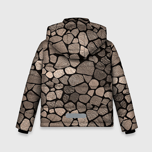 Зимняя куртка для мальчика Черно-коричневая текстура камня / 3D-Светло-серый – фото 2