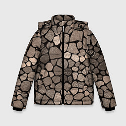Куртка зимняя для мальчика Черно-коричневая текстура камня, цвет: 3D-светло-серый
