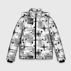 Зимняя куртка для мальчика Черно белый ретро геометрический узор