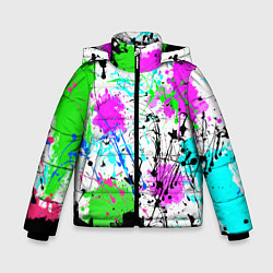 Зимняя куртка для мальчика Неоновые разноцветные пятна и брызги красок
