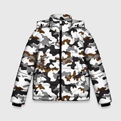 Куртка зимняя для мальчика Камуфляж Чёрно-Белый Camouflage Black-White, цвет: 3D-красный