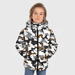 Куртка зимняя для мальчика Камуфляж Чёрно-Белый Camouflage Black-White, цвет: 3D-красный — фото 2