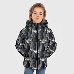 Куртка зимняя для мальчика Стильные черные листья, цвет: 3D-светло-серый — фото 2
