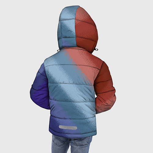 Зимняя куртка для мальчика Полосатый коричнево-голубой паттерн / 3D-Черный – фото 4