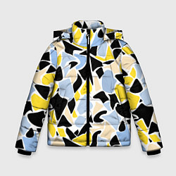 Зимняя куртка для мальчика Абстрактный узор в желто-голубых тонах на черном ф