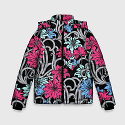 Куртка зимняя для мальчика Цветочный летний паттерн Fashion trend, цвет: 3D-светло-серый