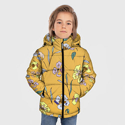 Куртка зимняя для мальчика Цветы Нарисованные На Золотом Фоне, цвет: 3D-красный — фото 2