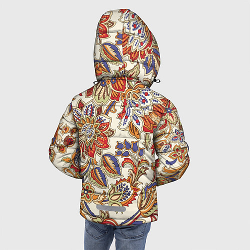 Зимняя куртка для мальчика Цветочный винтажный орнамент / 3D-Черный – фото 4