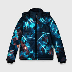Зимняя куртка для мальчика Неоновые фигуры с лазерами - Голубой